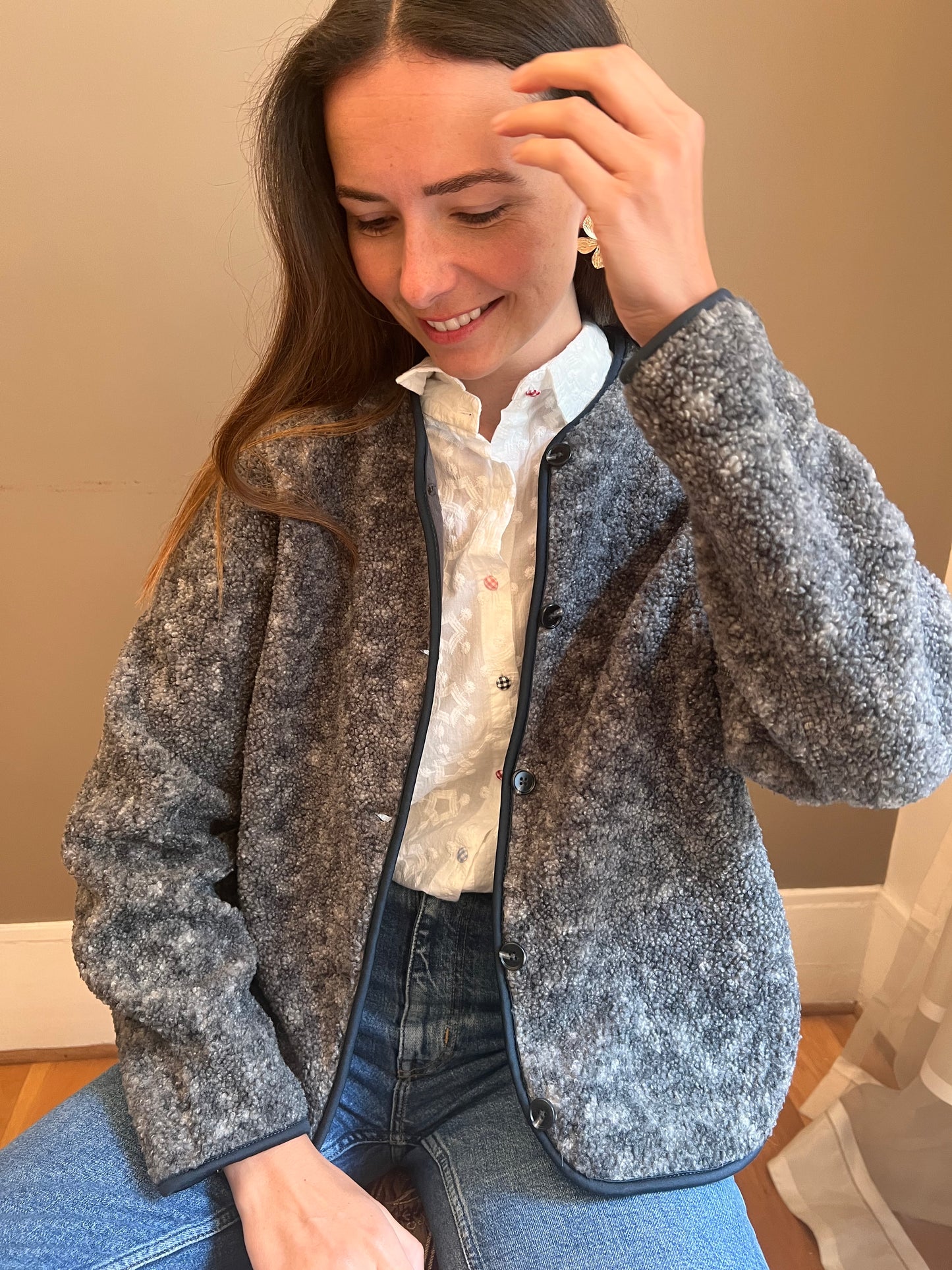 Veste moumoute gris taille unique du 34 au 44