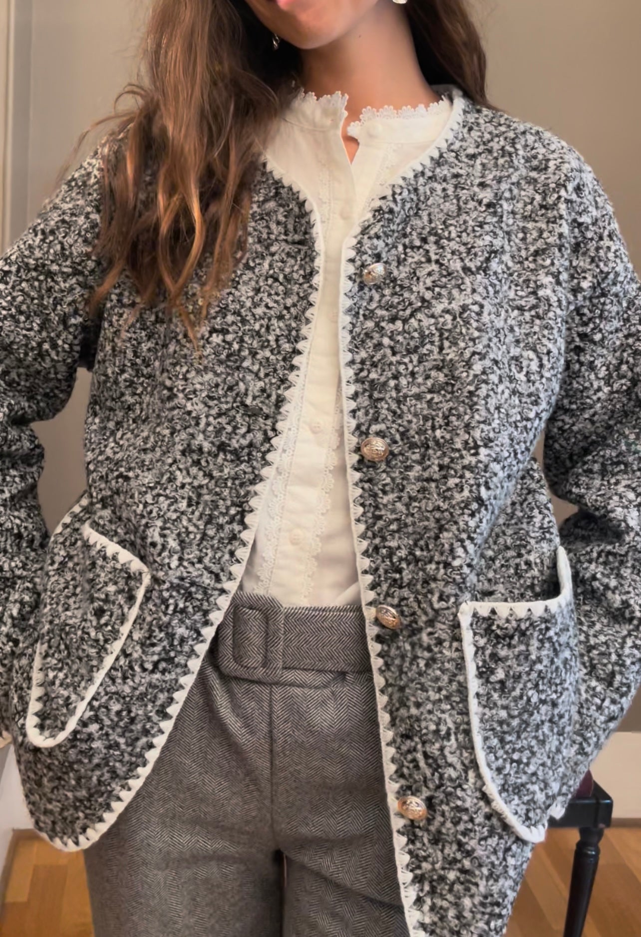 Veste moumoute gris taille unique du 34 au 44