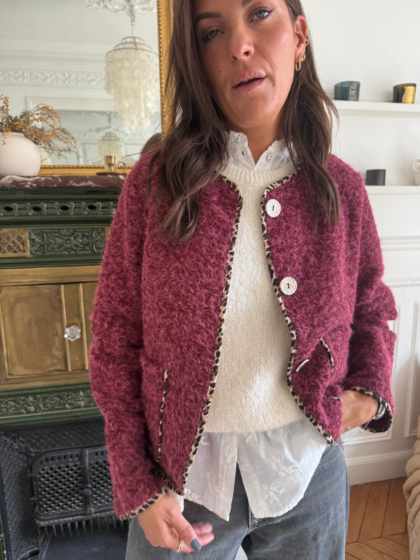 Veste LINA bordeaux  taille unique 34 au 42