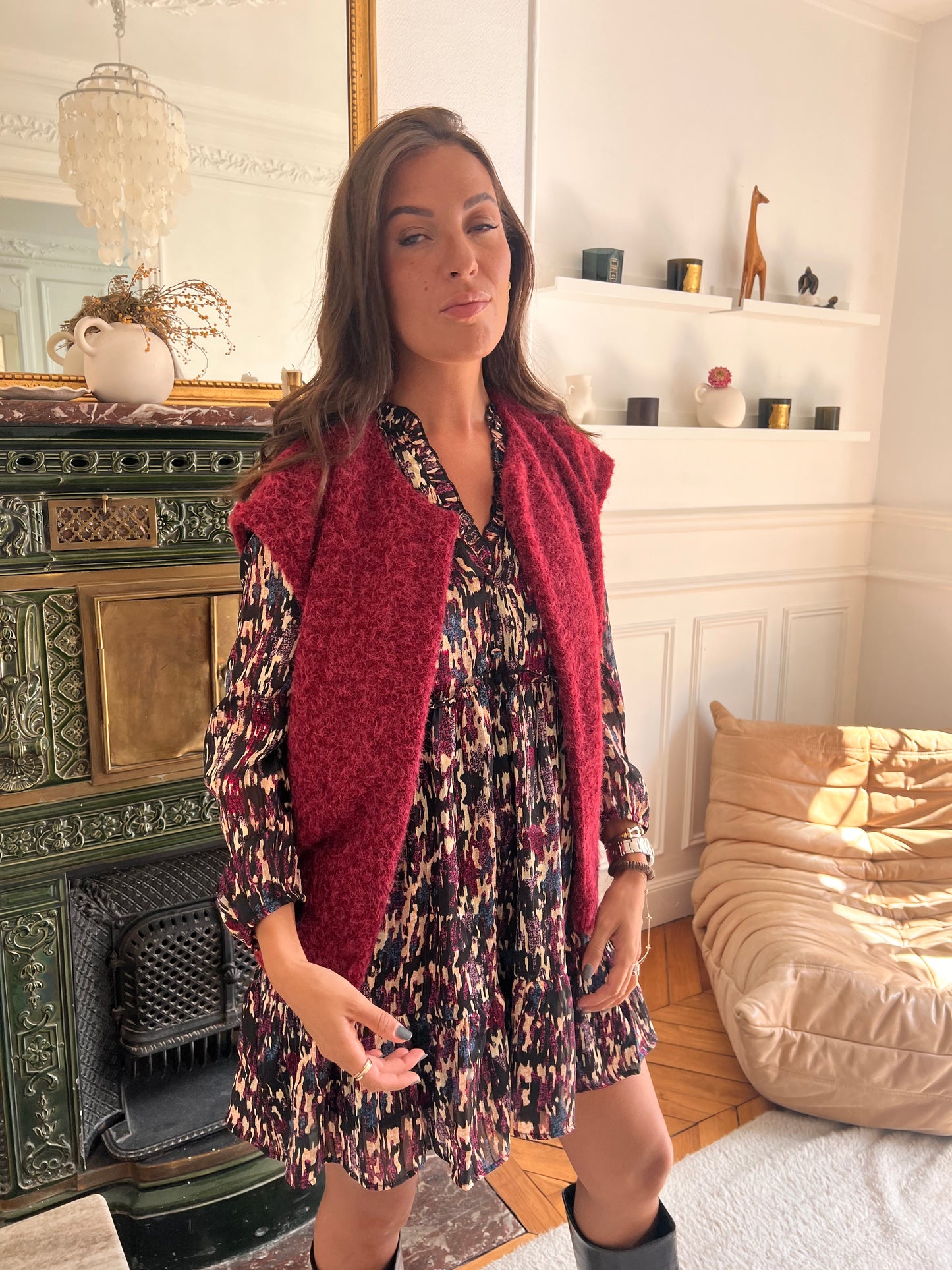 Gilet Julia bordeaux  taille unique