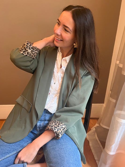 Blazer Revers léopard  taille unique du 34 au 44