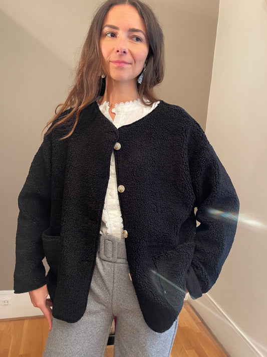Veste moumoute noir taille unique du 34 au 44