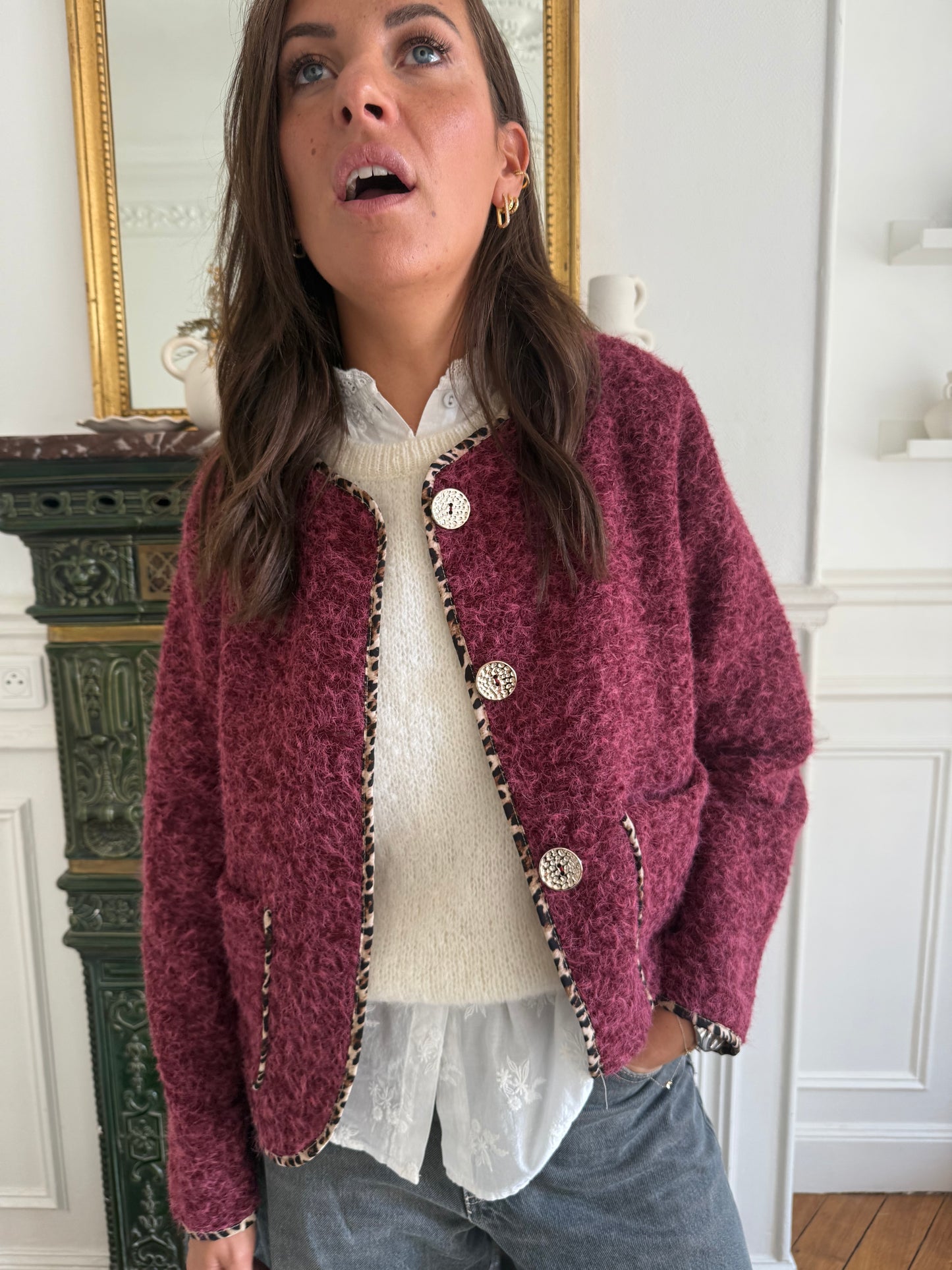 Veste LINA bordeaux  taille unique 34 au 42