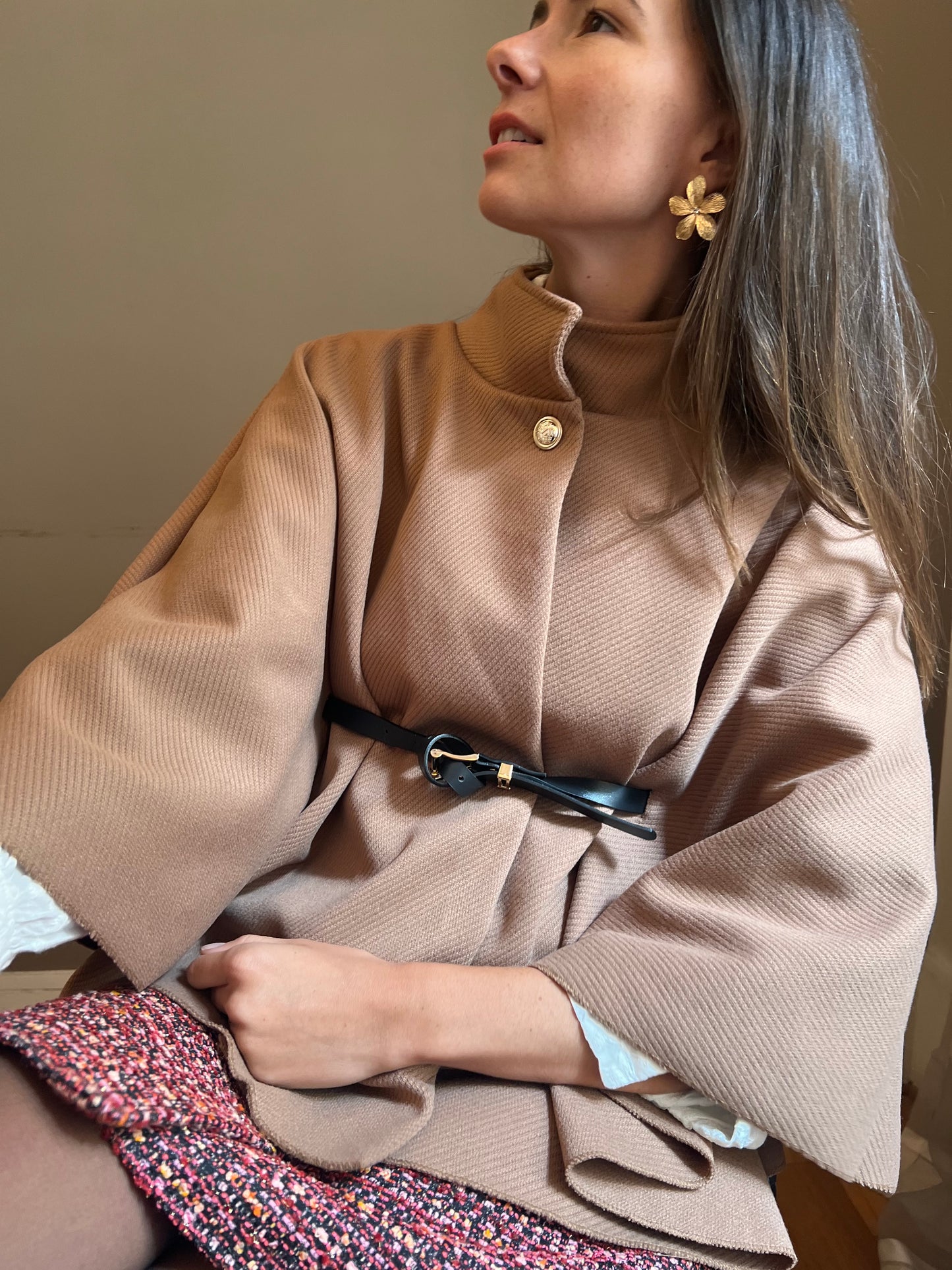 Cape Nelia camel taille unique 34 au 48